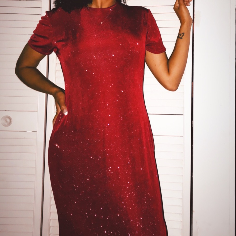 Marian and Maral Red Sparkly Long Dress